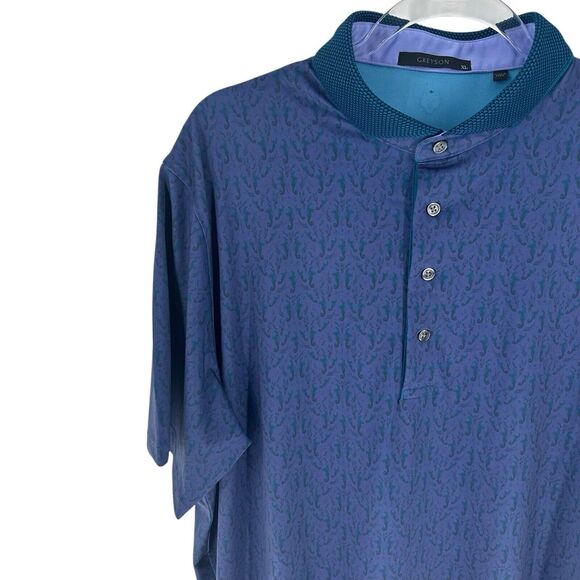 Greyson Shirt Mens XL Blue Purple Polo Performance Stretch Abstract Golf  Golfer - Picture 5 of 16